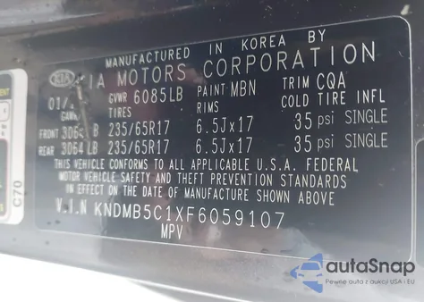 2015 Kia Sedona Lx from USA, damaged, VIN KNDMB5C1XF6022557